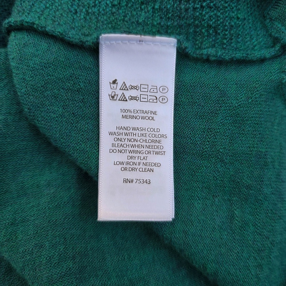 Lightweight Merino Wool Sweater Womens M Emerald Green Textured Knit Roll Neck - Picture 5 of 5
